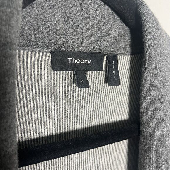 Theory Cardigan Women’s Small Armelle Evian Gray Open Front Wool Blend Sweater - Picture 3 of 8